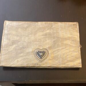 Brighton Beige Crocodile Embossed Clutch with Heart Detail